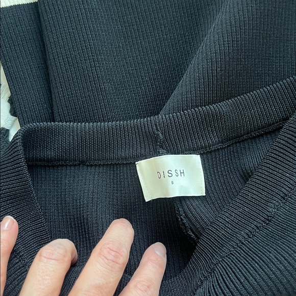 DISSH Madison Black Contrast Jumper Pant Set Womens Small Knit Ribbed Two Piece - Picture 9 of 13